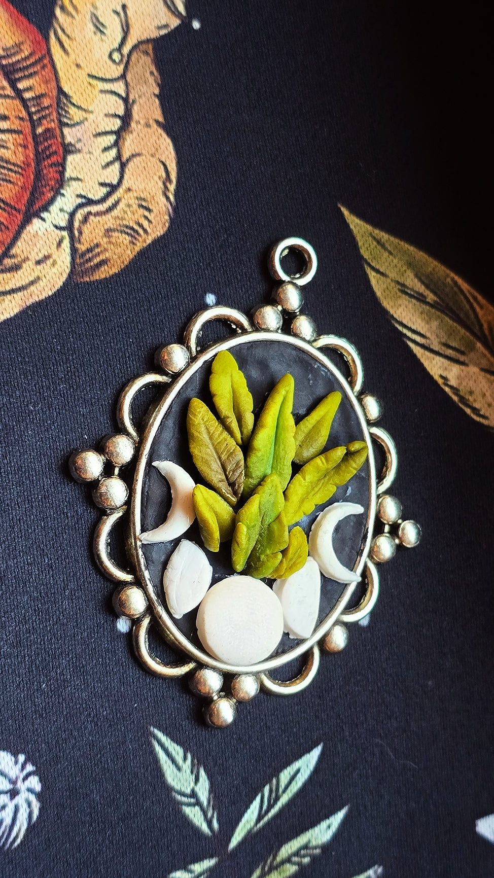 Lunar Phase Botanical Pendant