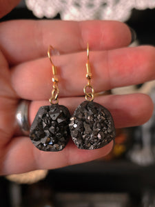 Gunmetal Druzy Earrings