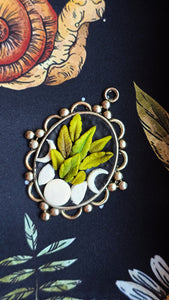 Lunar Phase Botanical Pendant