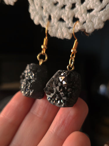 Black Druzy Earrings