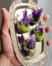 Purple Crystal & Mushroom Magnets - set of 4