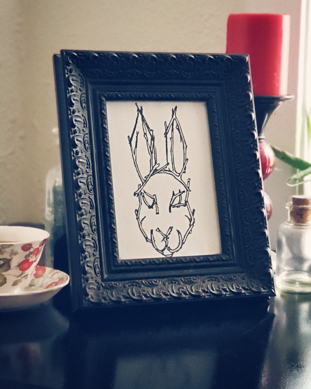 Wicker Rabbit Framed Print