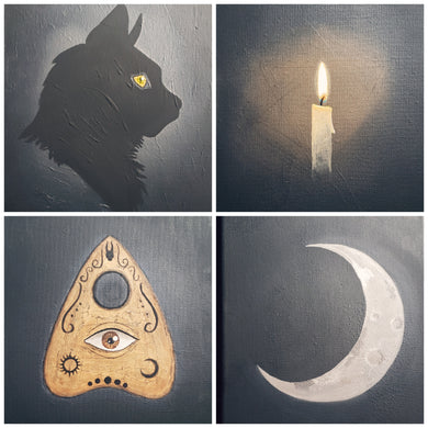 The Witching Hour - Hand painted 8x10 quartet (made to order)